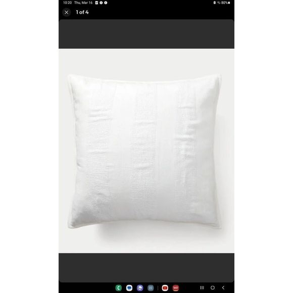 Ralph Lauren TEXTURE STRIPE White Cotton Linen Euro European Pillow Sham 26"x26" - Picture 7 of 11